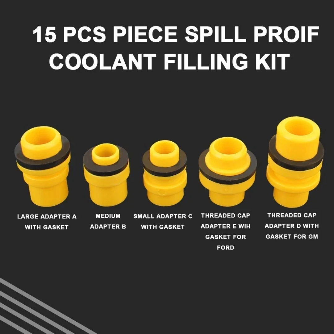 Radiator Coolant Filling Funnel Kit – Spill-Proof Coolant Bleeder Adapter Set for Cars & Trucks (15 PCS)