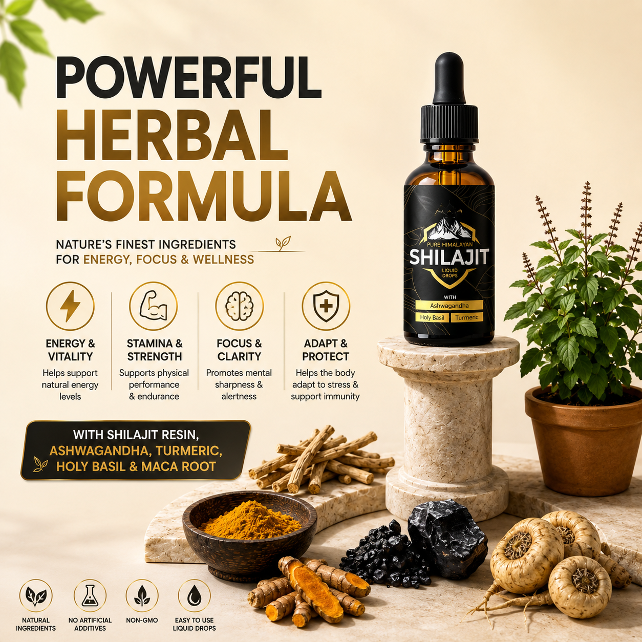 Pure Himalayan Shilajit Liquid Drops 3000mg – Energy & Focus Support