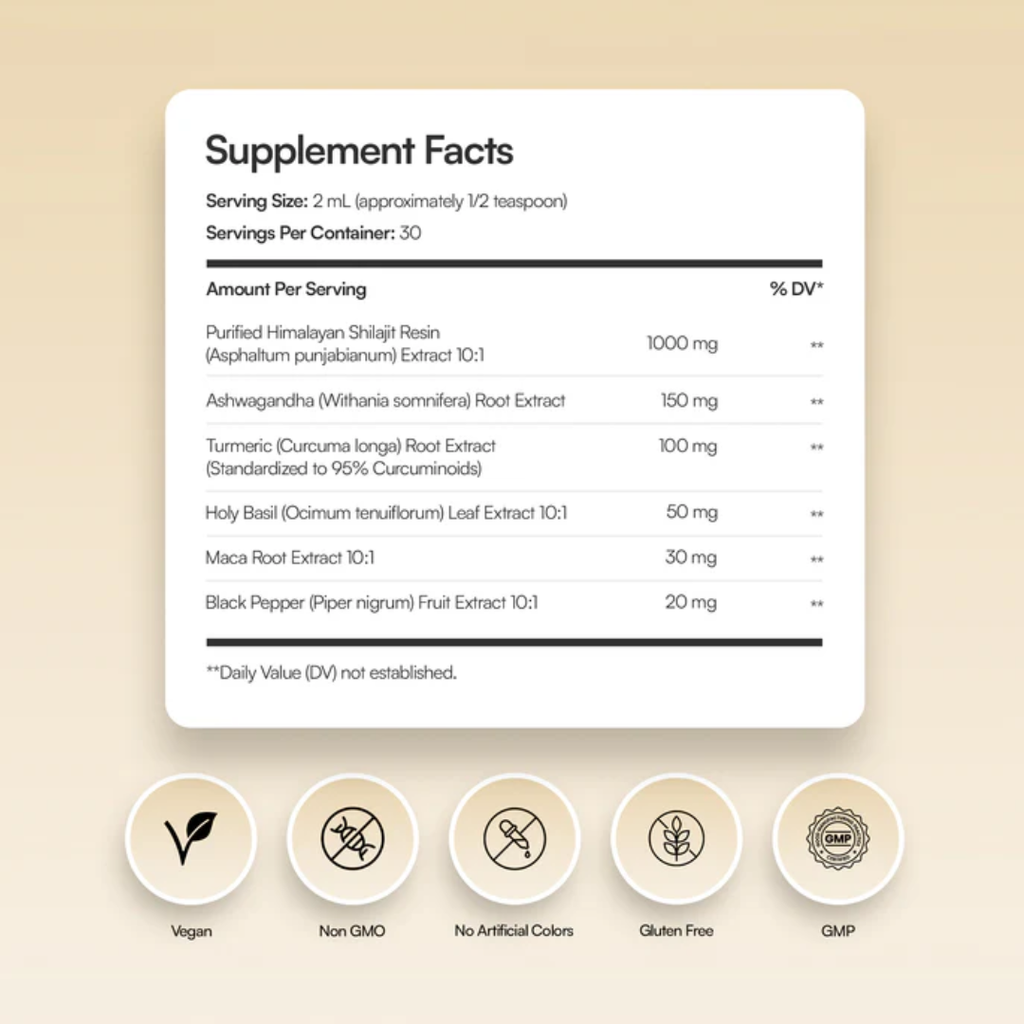 Pure Himalayan Shilajit Liquid Drops 3000mg – Energy & Focus Support
